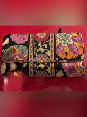 Floral Quilted Wallet Clutch in Black, Purple, Orange